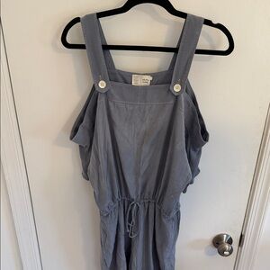 Anthropologie Small Off shoulder Gray Jumpsuit